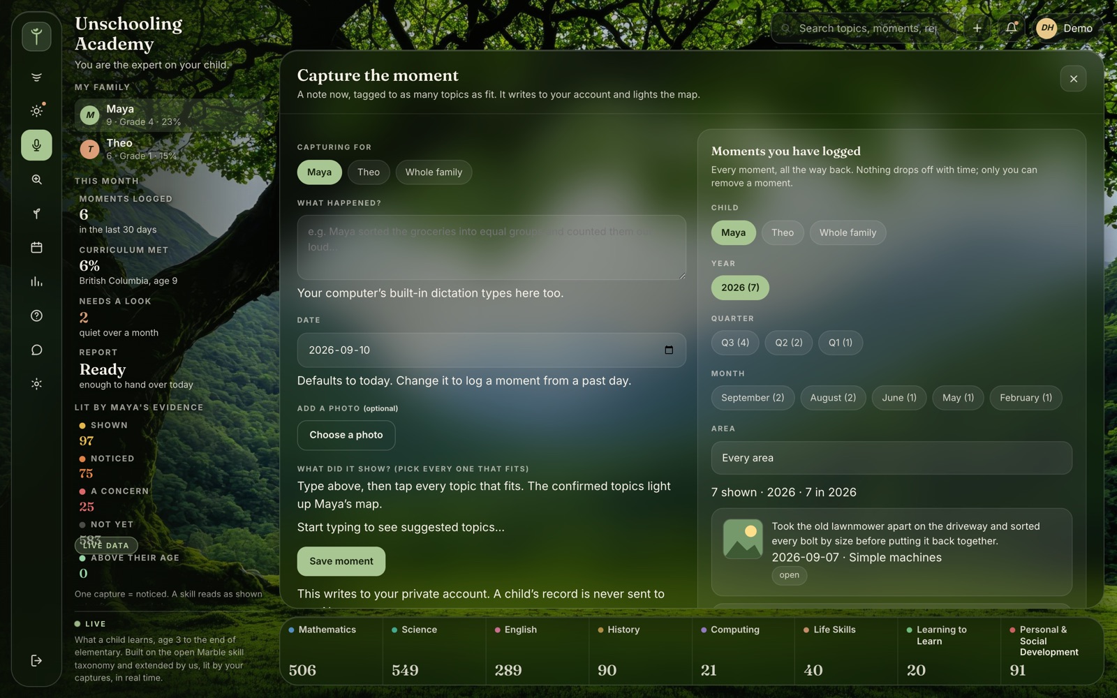 The desktop moments browser